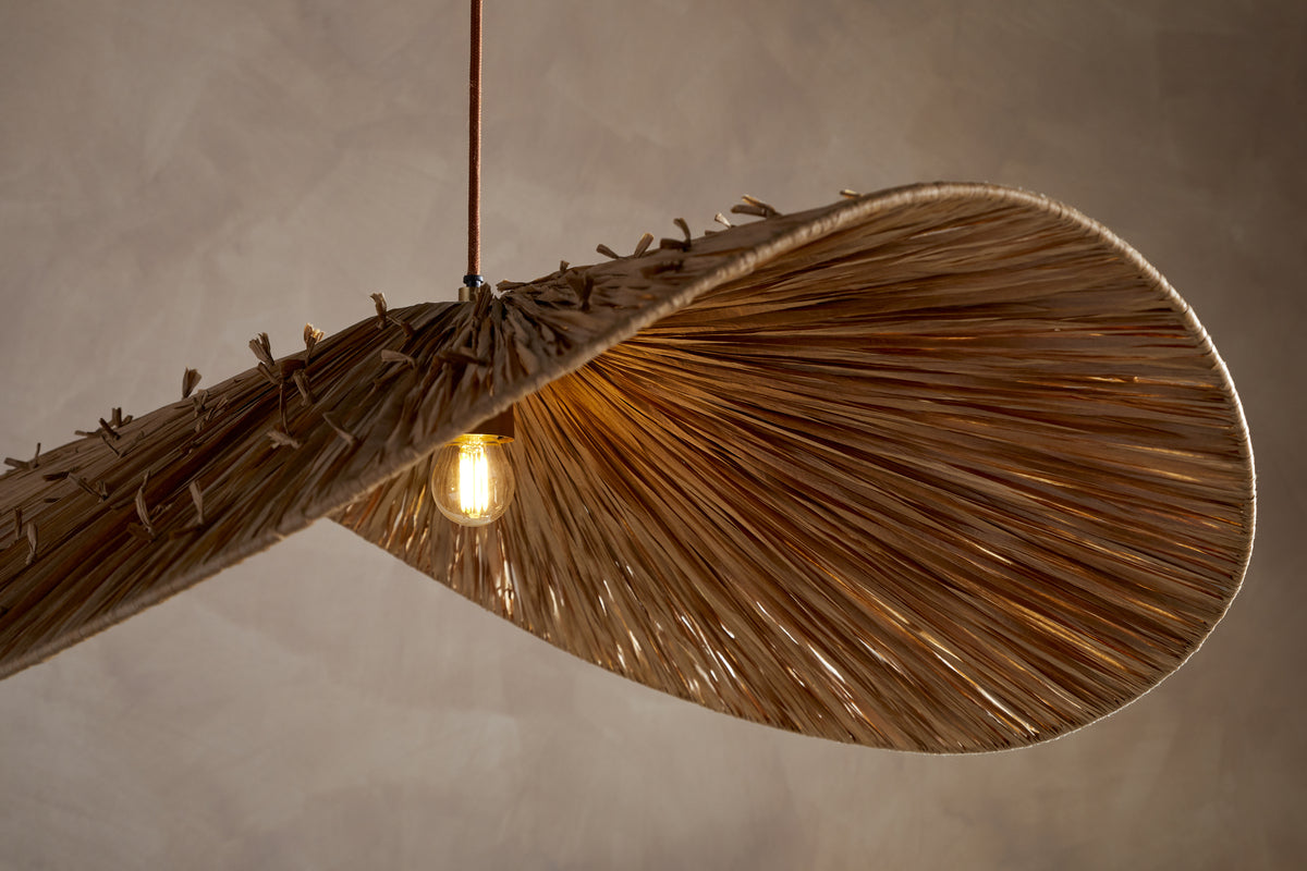 Essubi Raffia Organic Weave Pendant - Natural-LIGHTS-Nkuku