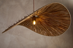 Essubi Raffia Organic Weave Pendant - Natural-LIGHTS-Nkuku