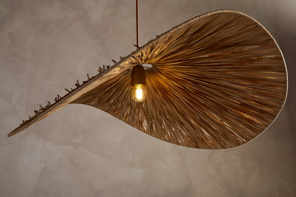 Essubi Raffia Organic Weave Pendant - Natural-LIGHTS-Nkuku