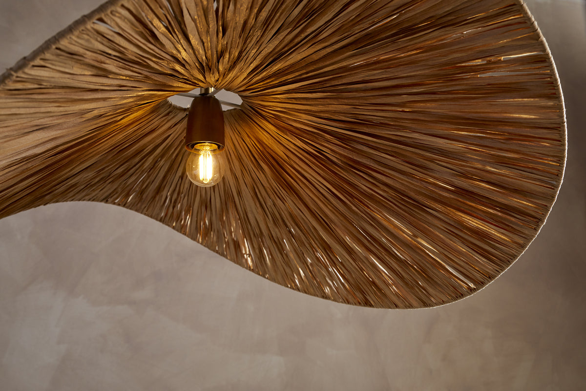 Essubi Raffia Organic Weave Pendant - Natural-LIGHTS-Nkuku