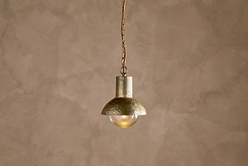 Sakti Brass & Recycled Glass Pendant - Clear-LIGHTS-Nkuku