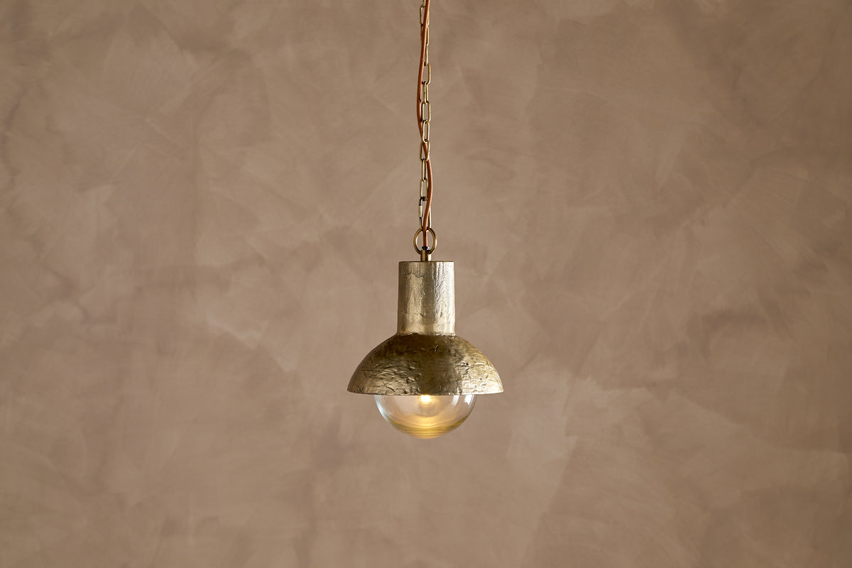 Sakti Brass & Recycled Glass Pendant - Clear-LIGHTS-Nkuku