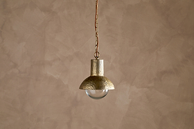 Sakti Brass & Recycled Glass Pendant - Clear-LIGHTS-Nkuku