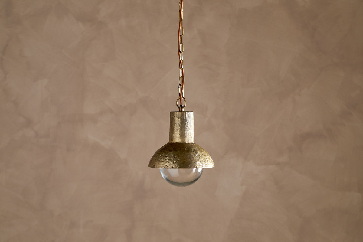 Sakti Brass & Recycled Glass Pendant - Clear-LIGHTS-Nkuku