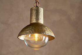 Sakti Brass & Recycled Glass Pendant - Clear-LIGHTS-Nkuku