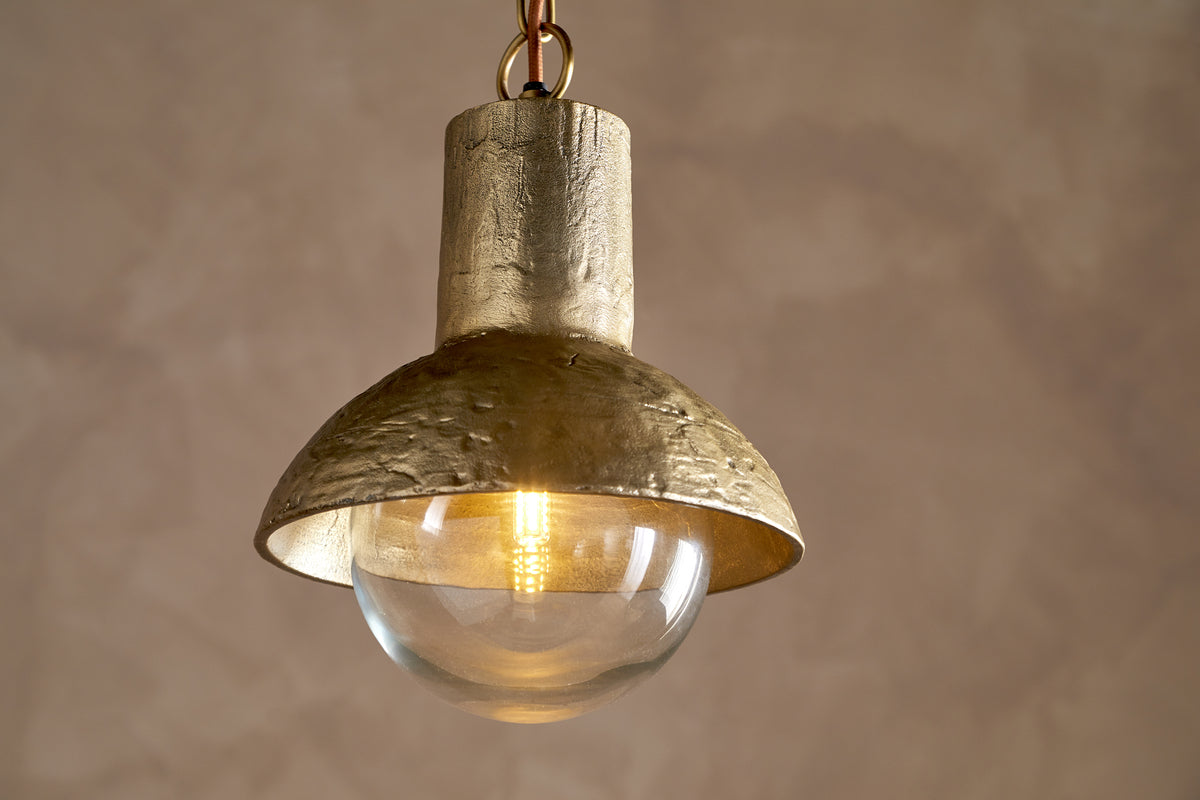 Sakti Brass & Recycled Glass Pendant - Clear-LIGHTS-Nkuku