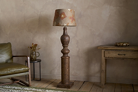 Naya Carved Wood Floor Lamp - Chocolate Brown-LAMPS-Nkuku