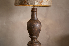 Naya Carved Wood Floor Lamp - Chocolate Brown-LAMPS-Nkuku