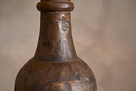Naya Carved Wood Floor Lamp - Chocolate Brown-LAMPS-Nkuku