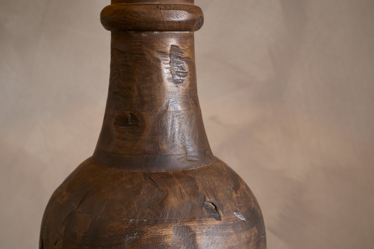 Naya Carved Wood Floor Lamp - Chocolate Brown-LAMPS-Nkuku