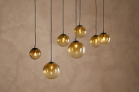 Jerami Recycled Glass Linear Statement Chandelier - Caramel-LIGHTS-Nkuku