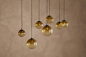 Jerami Recycled Glass Linear Statement Chandelier - Caramel-LIGHTS-Nkuku