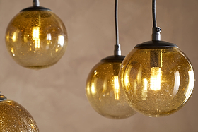 Jerami Recycled Glass Linear Statement Chandelier - Caramel-LIGHTS-Nkuku
