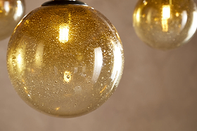 Jerami Recycled Glass Linear Statement Chandelier - Caramel-LIGHTS-Nkuku