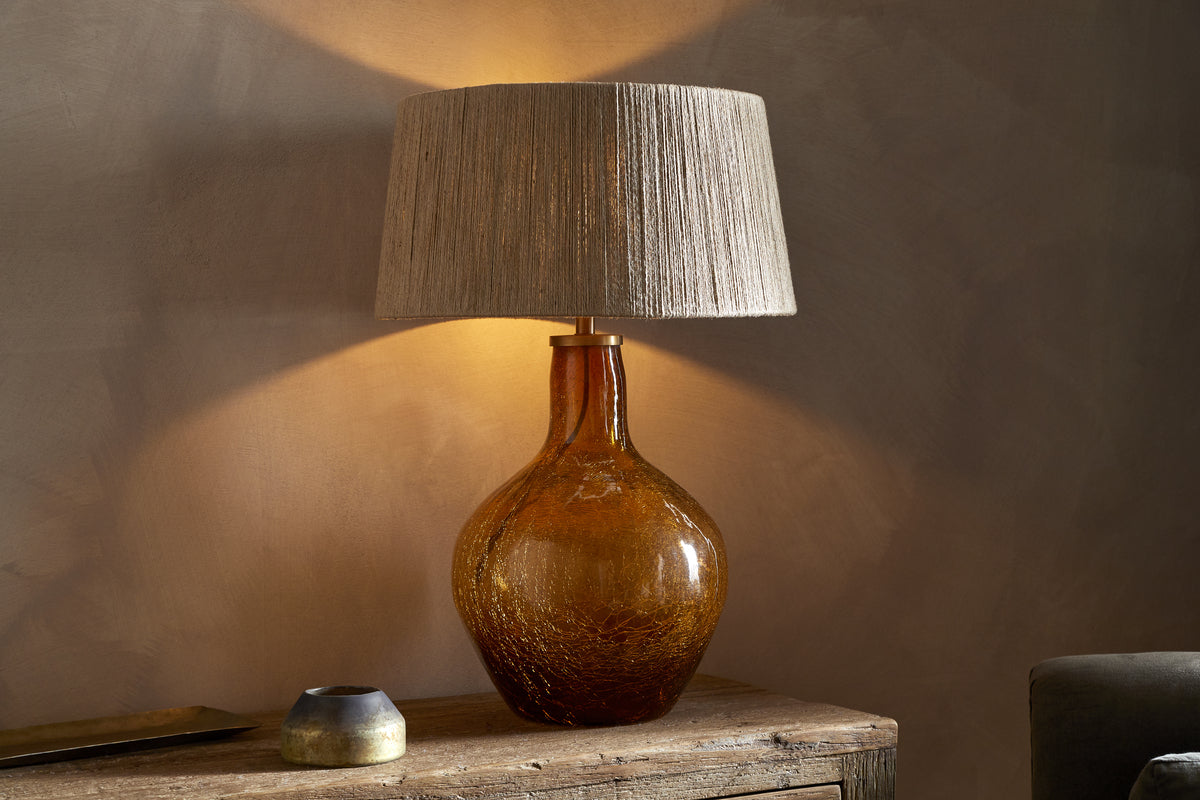Didan Recycled Glass Lamp - Honey-LAMPS-Nkuku