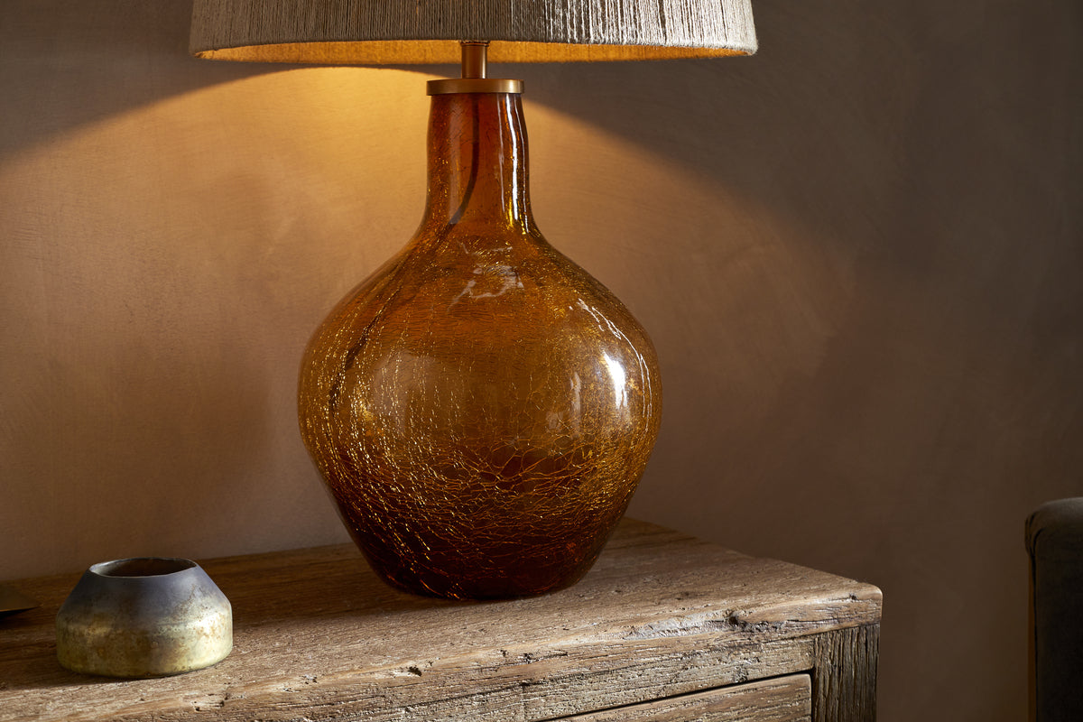 Didan Recycled Glass Lamp - Honey-LAMPS-Nkuku