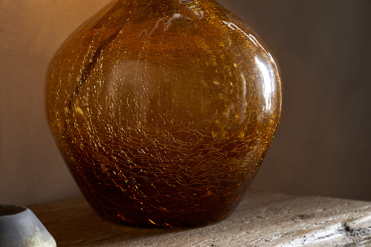 Didan Recycled Glass Lamp - Honey-LAMPS-Nkuku