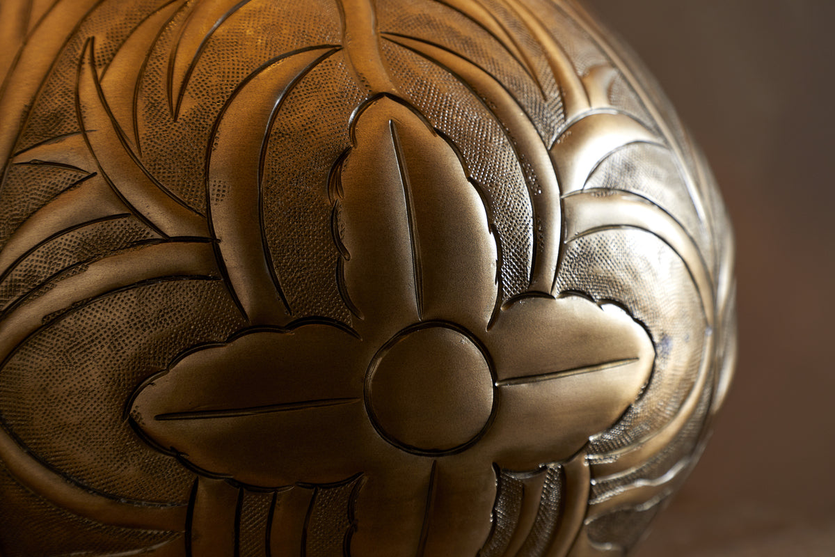 Purana Etched Table Lamp - Brass-LAMPS-Nkuku