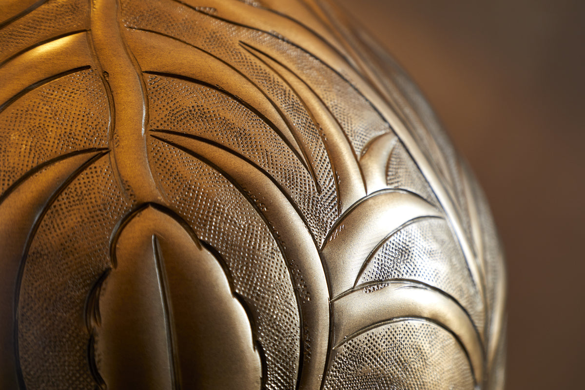 Purana Etched Table Lamp - Brass-LAMPS-Nkuku