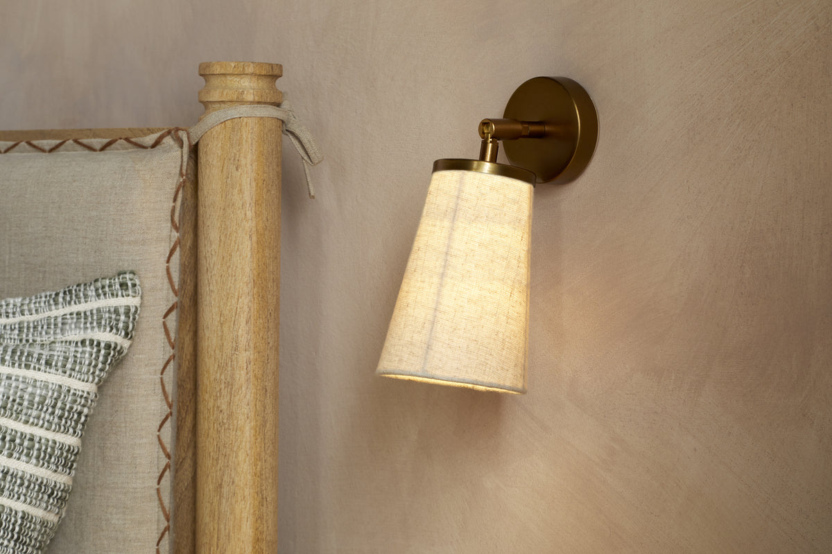 Ame Linen Wall Spot Light - Off White-LIGHTS-Nkuku