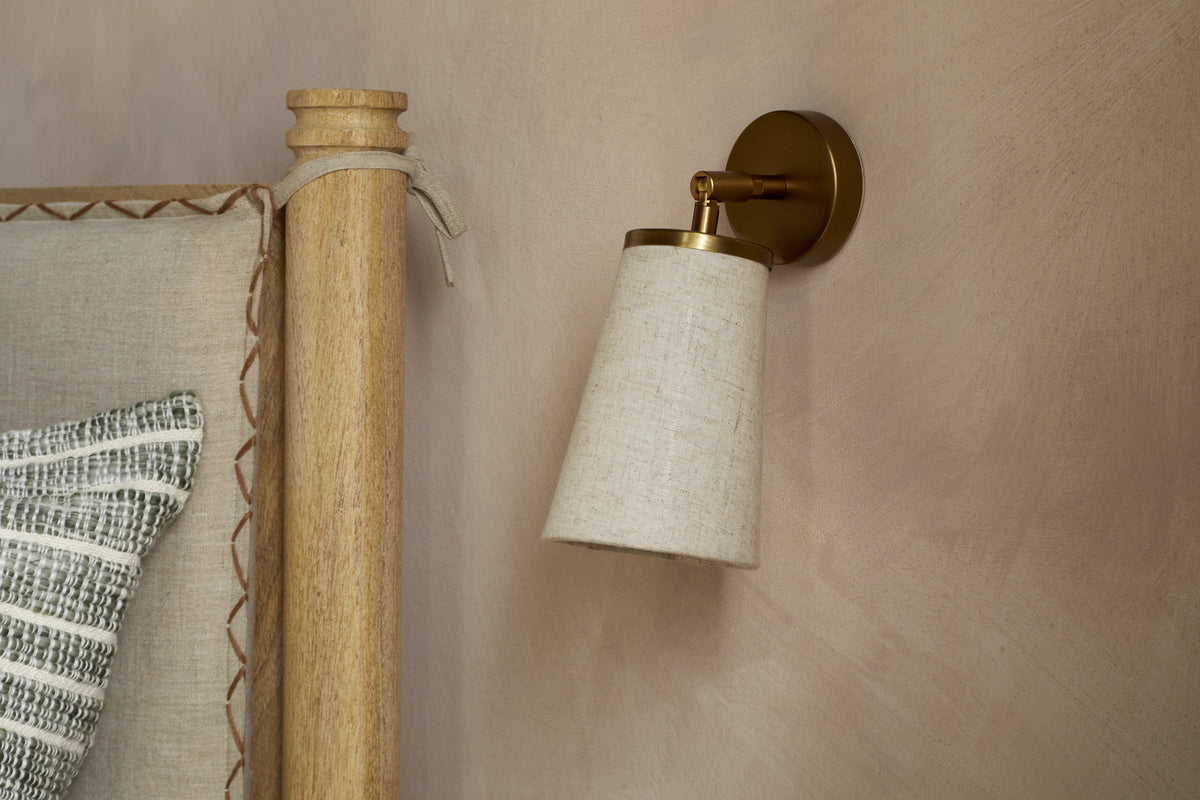 Ame Linen Wall Spot Light - Off White-LIGHTS-Nkuku