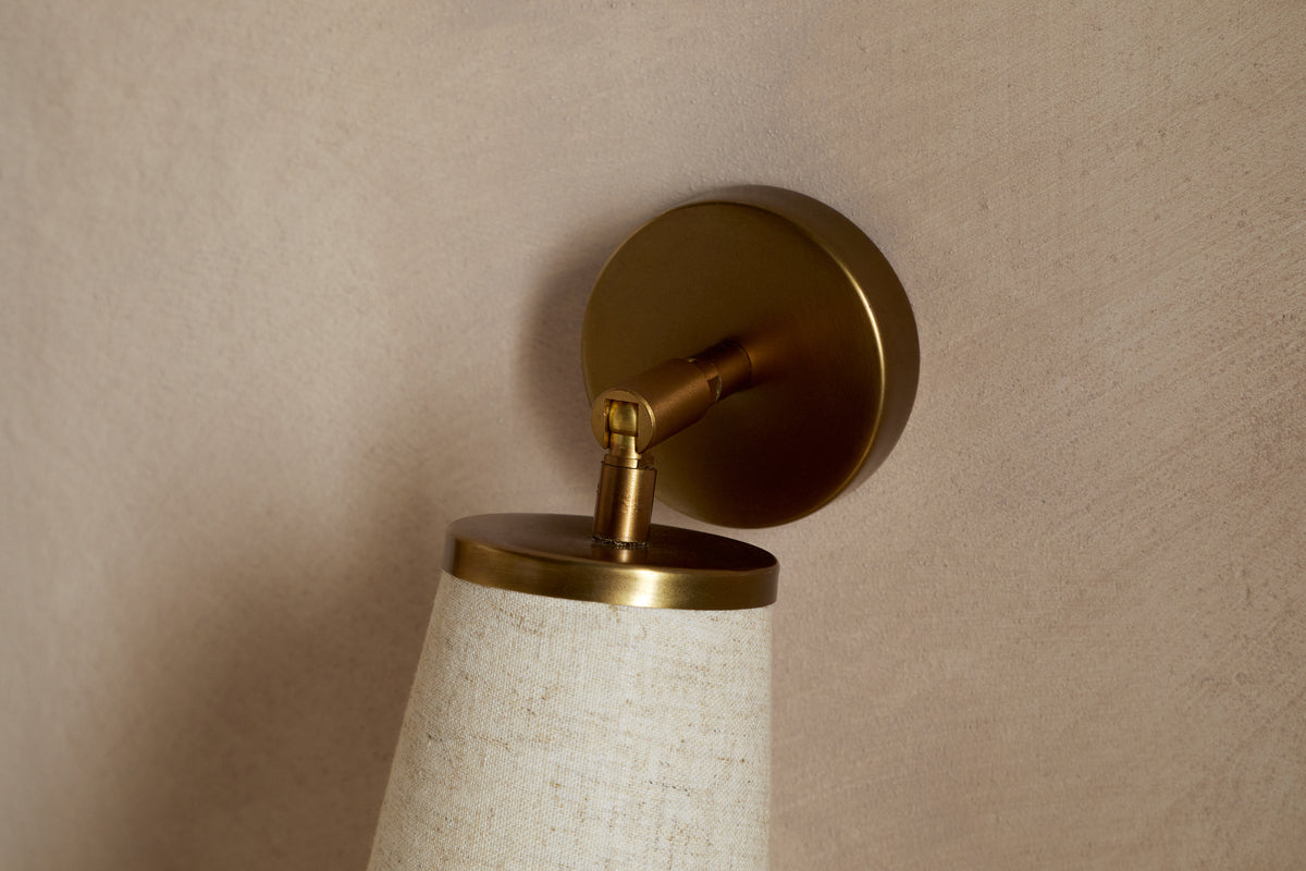 Ame Linen Wall Spot Light - Off White-LIGHTS-Nkuku
