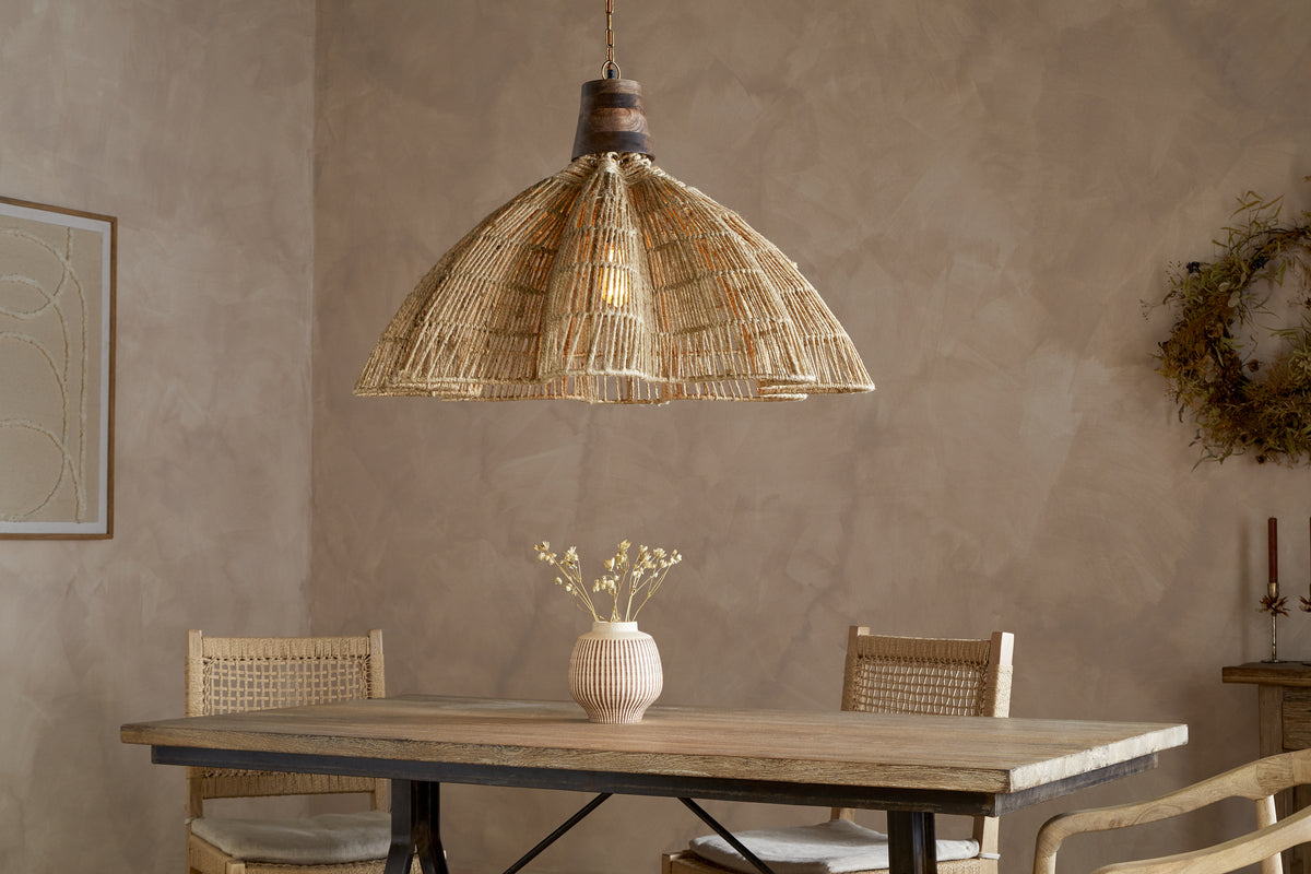 Tudai Woven Jute Pendant - Natural-LIGHTS-Nkuku
