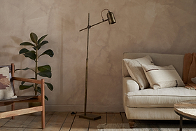 Thenkara Directional Floor Lamp - Antique Brass-LAMPS-Nkuku