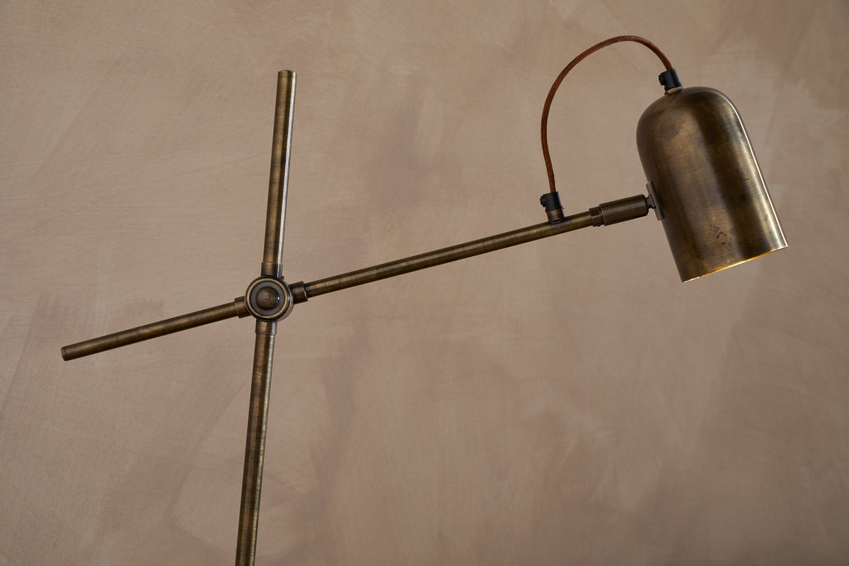 Thenkara Directional Floor Lamp - Antique Brass-LAMPS-Nkuku