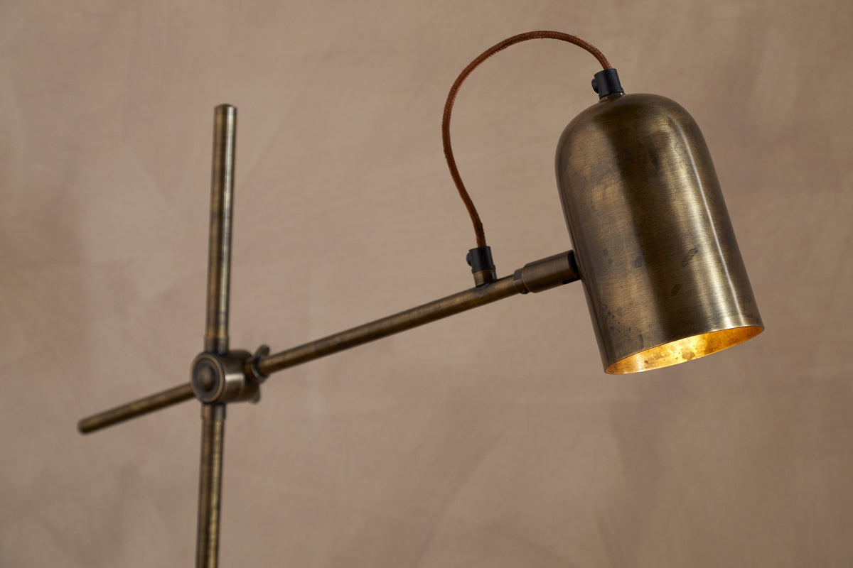 Thenkara Directional Floor Lamp - Antique Brass-LAMPS-Nkuku