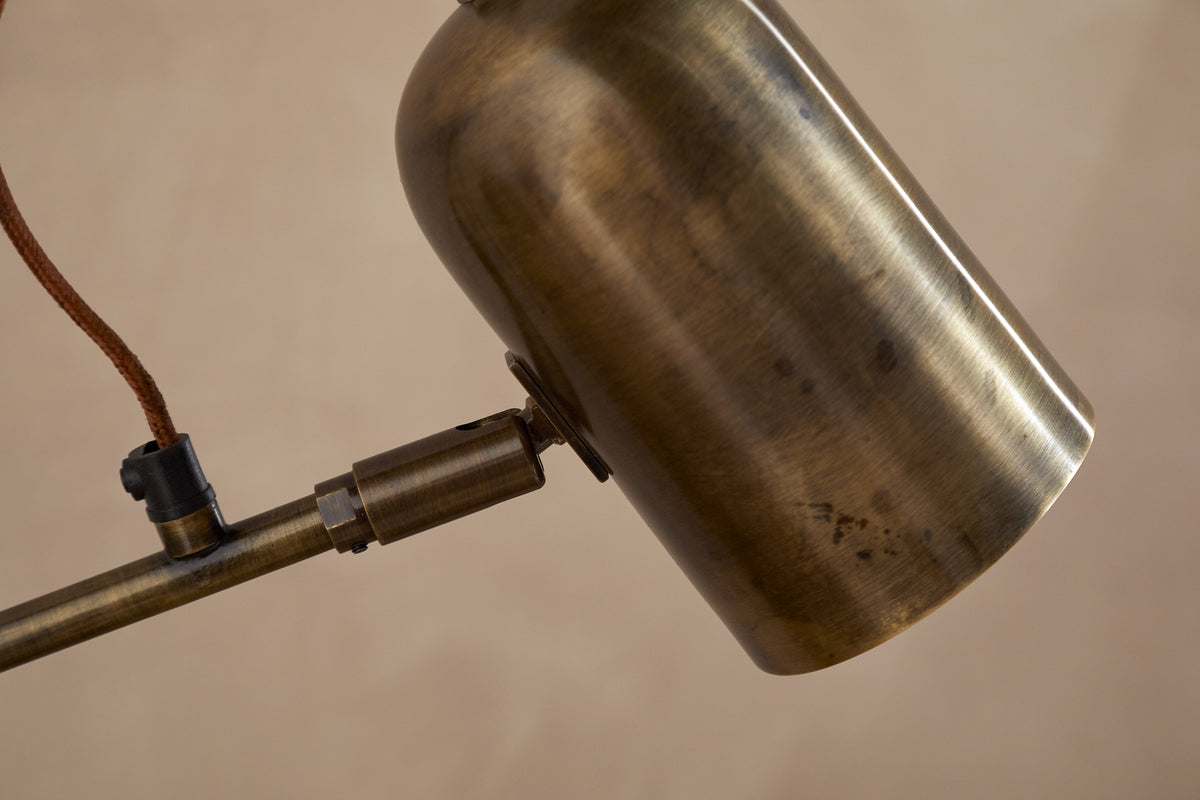 Thenkara Directional Floor Lamp - Antique Brass-LAMPS-Nkuku