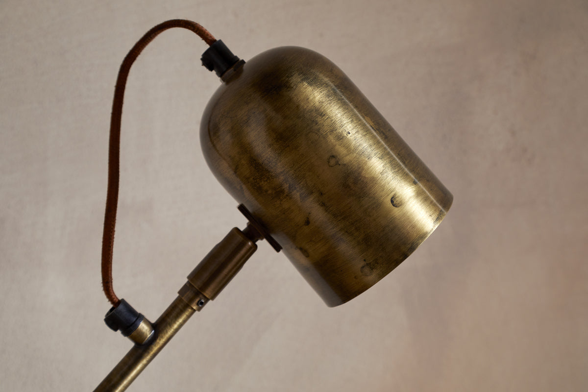 Thenkara Directional Desk Lamp - Antique Brass-LAMPS-Nkuku