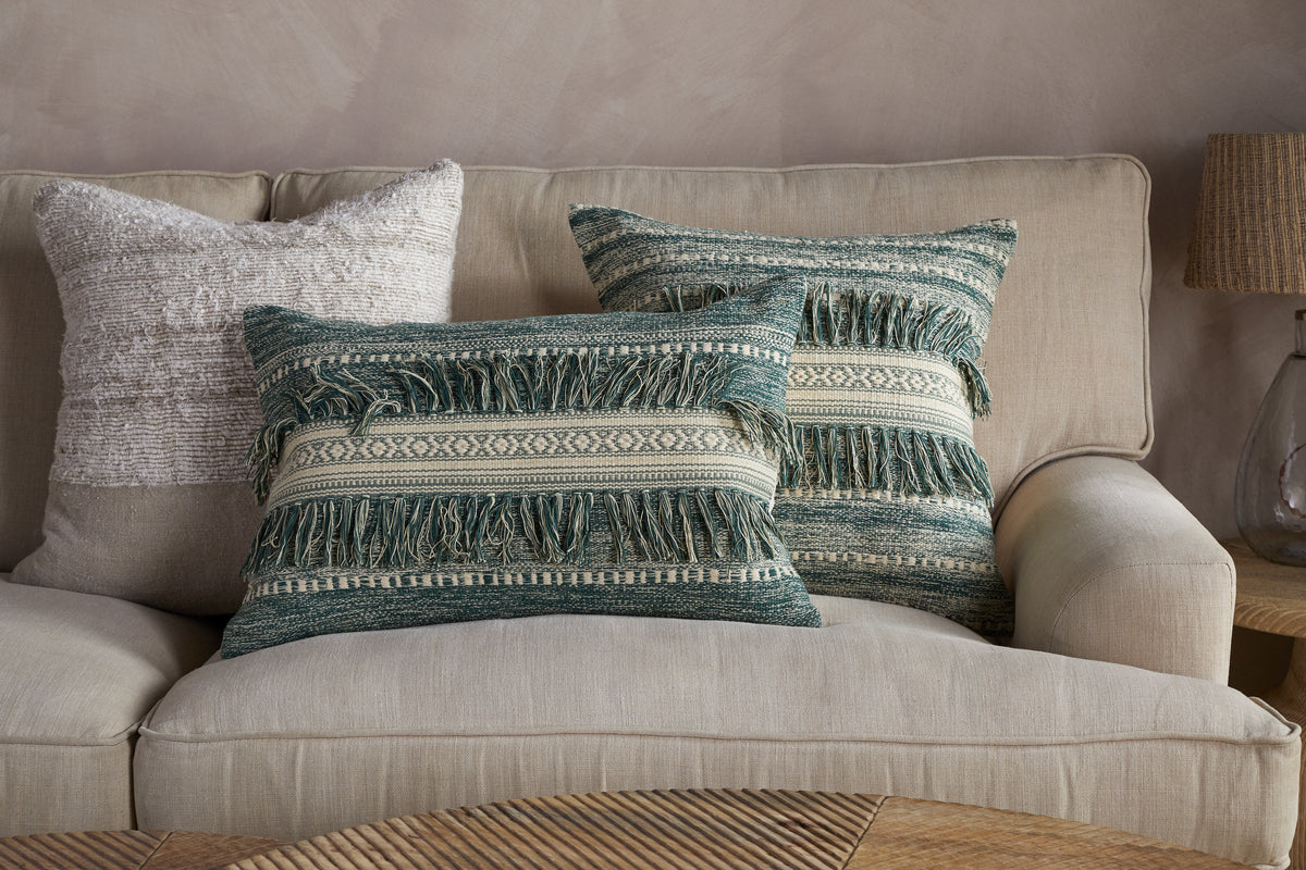 Padal Woven Cushion Cover - Green-TEXTILES-Nkuku
