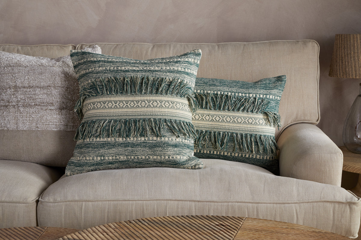 Padal Woven Cushion Cover - Green-TEXTILES-Nkuku