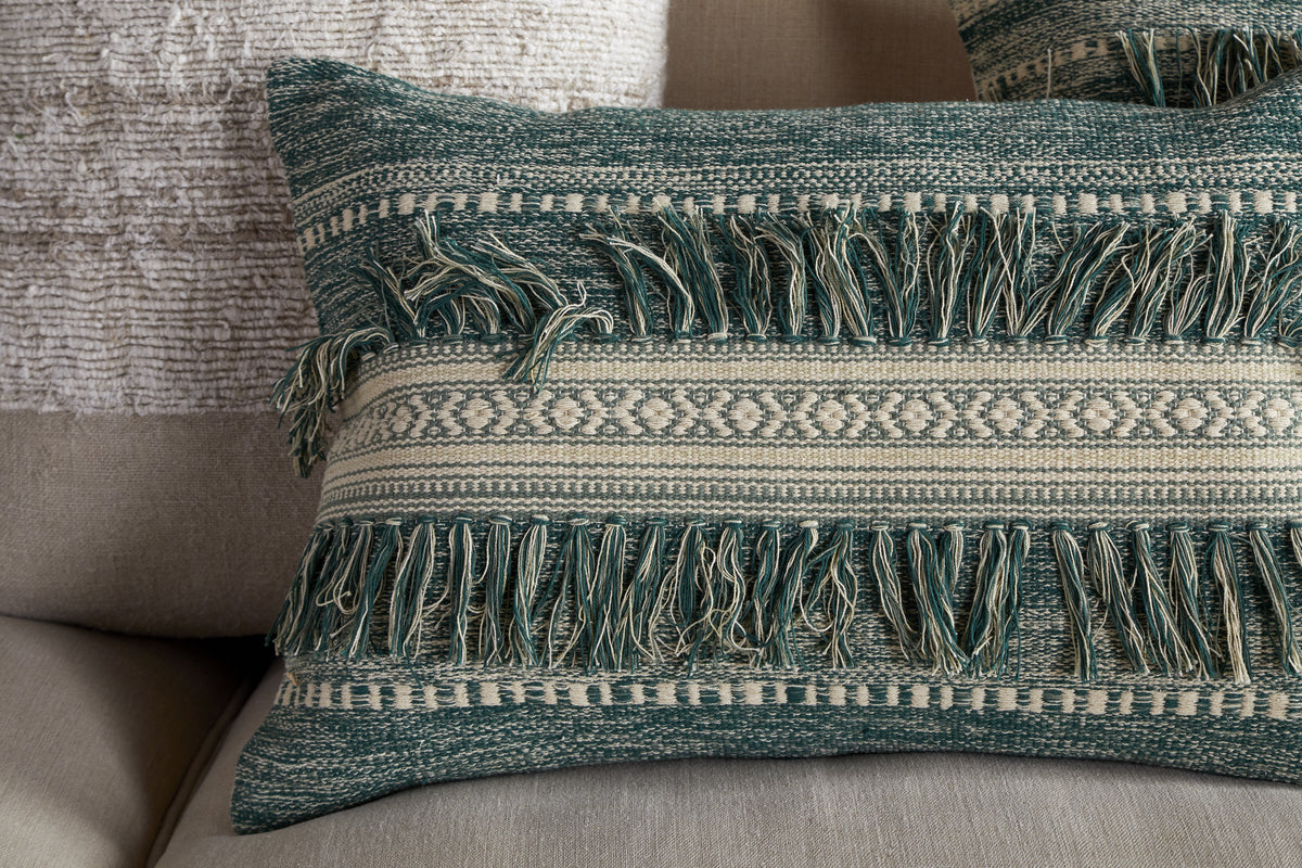 Padal Woven Cushion Cover - Green-TEXTILES-Nkuku