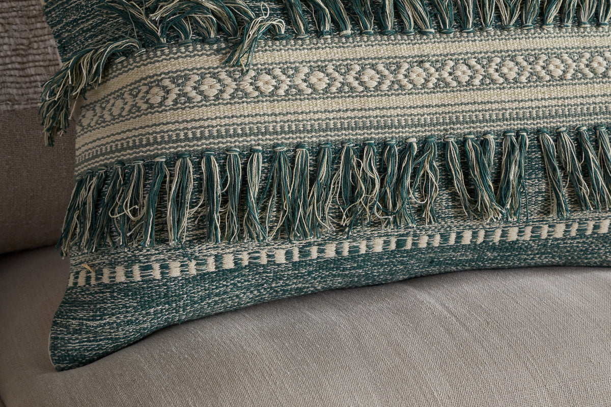 Padal Woven Cushion Cover - Green-TEXTILES-Nkuku