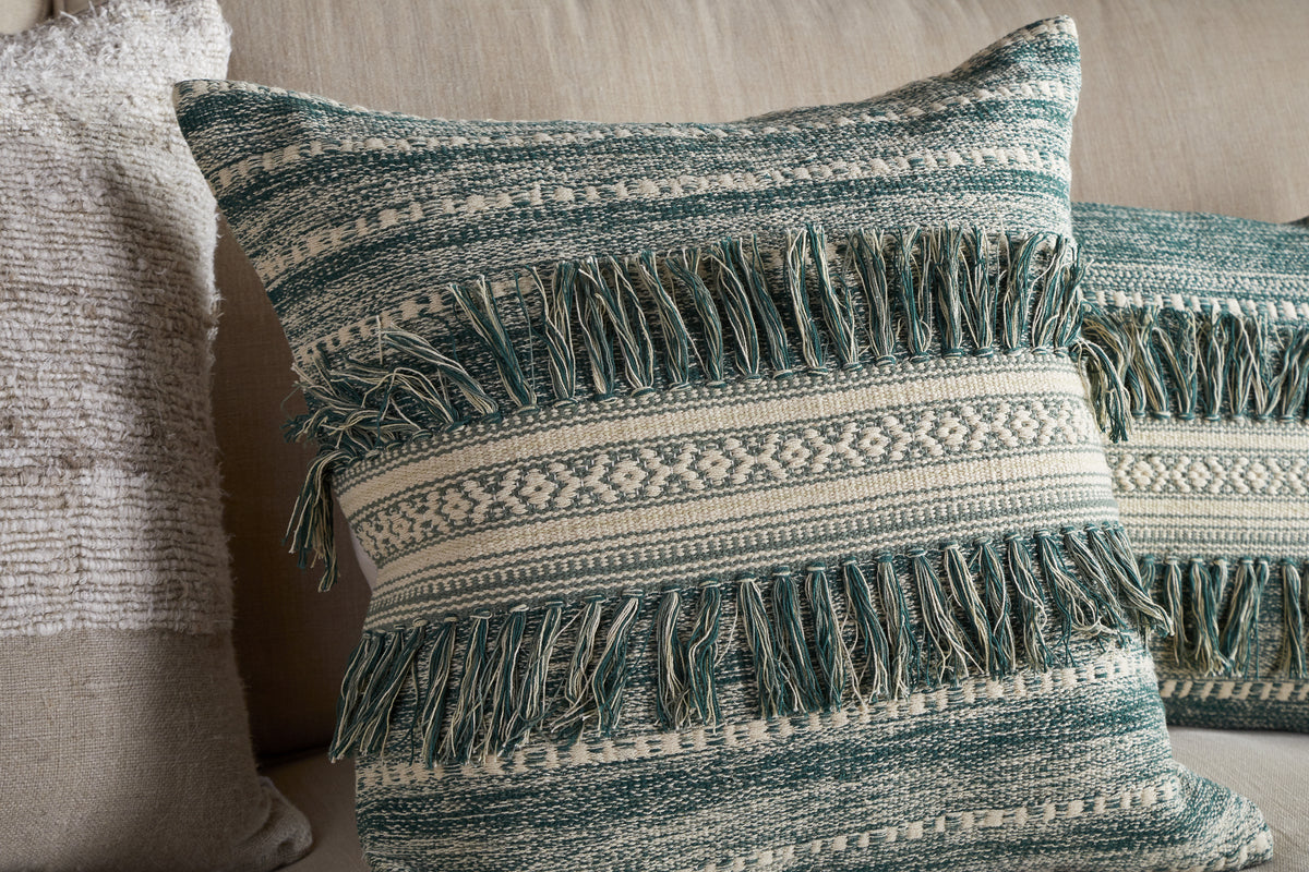 Padal Woven Cushion Cover - Green-TEXTILES-Nkuku