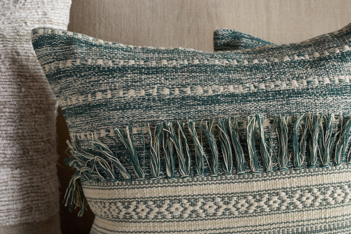 Padal Woven Cushion Cover - Green-TEXTILES-Nkuku
