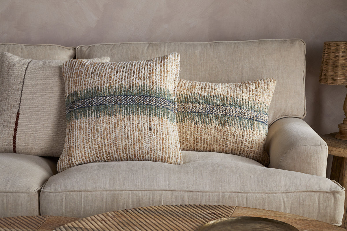 Zairya Jute & Cotton Cushion Cover - Sea Foam-TEXTILES-Nkuku