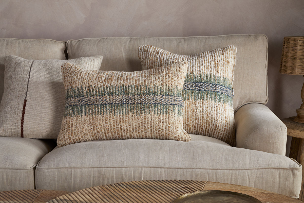 Zairya Jute & Cotton Cushion Cover - Sea Foam-TEXTILES-Nkuku