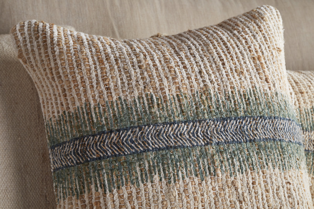 Zairya Jute & Cotton Cushion Cover - Sea Foam-TEXTILES-Nkuku