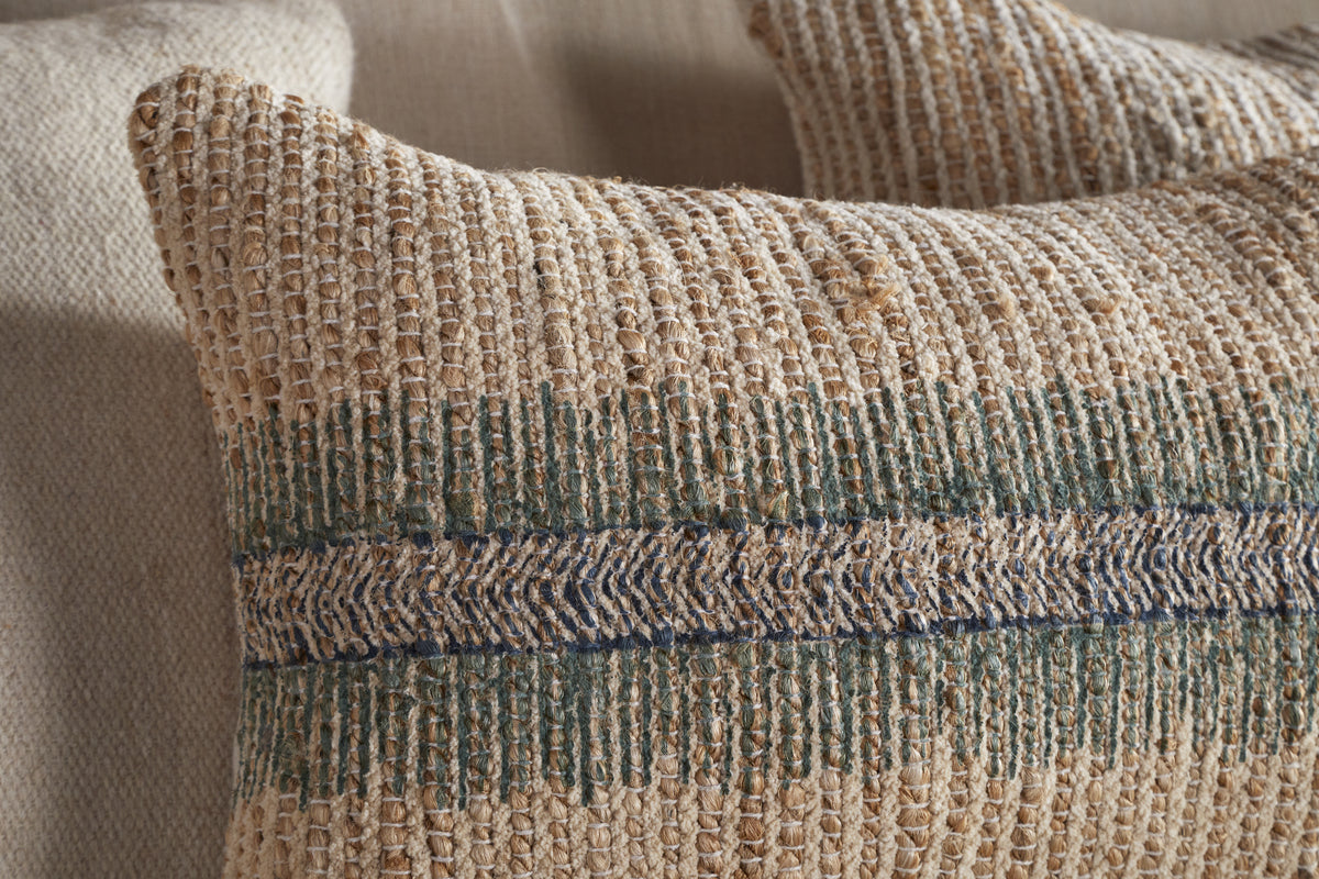 Zairya Jute & Cotton Cushion Cover - Sea Foam-TEXTILES-Nkuku