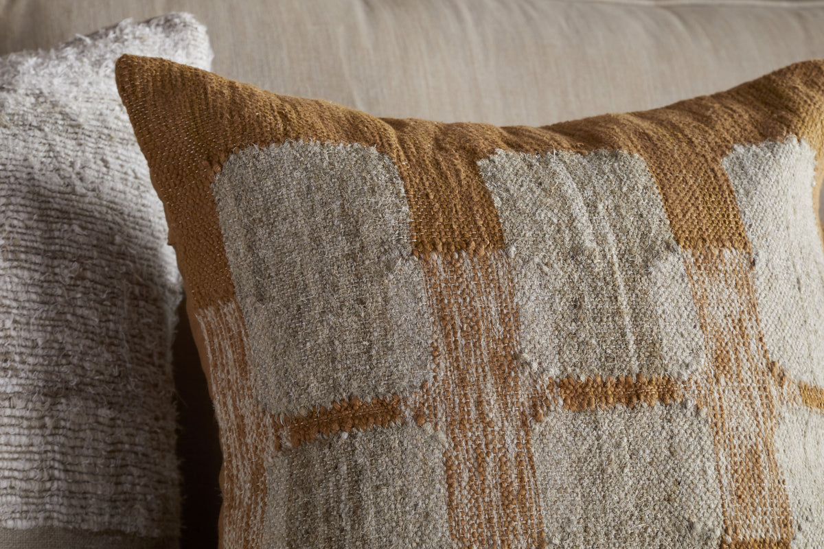 Akki Wool & Cotton Cushion Cover - Ochre-TEXTILES-Nkuku