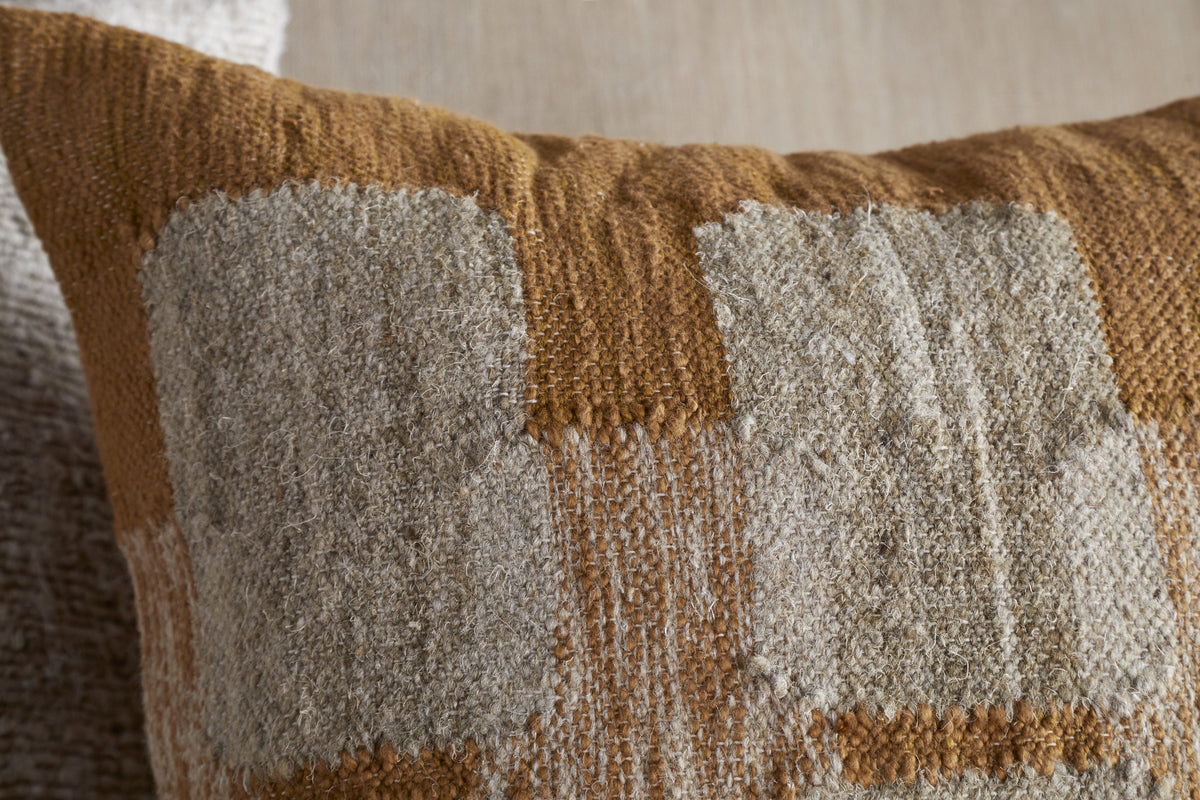 Akki Wool & Cotton Cushion Cover - Ochre-TEXTILES-Nkuku