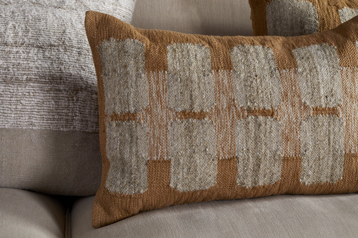Akki Wool & Cotton Cushion Cover - Ochre-TEXTILES-Nkuku