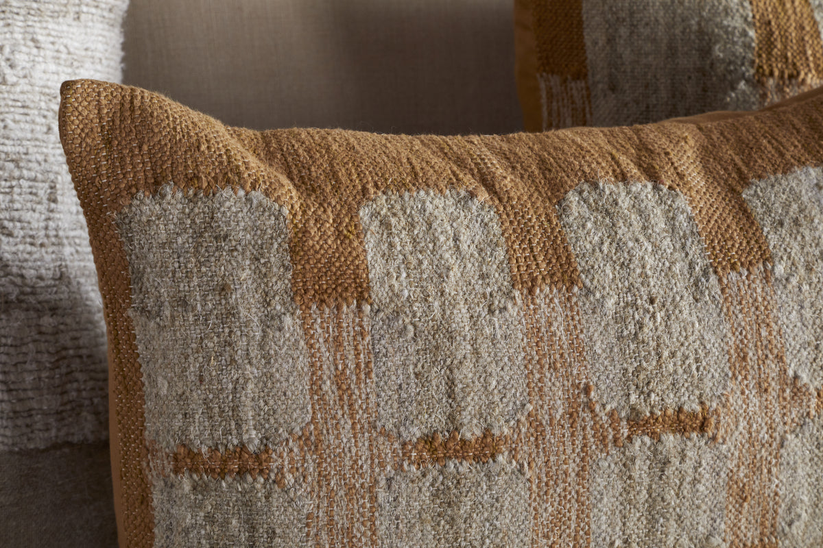 Akki Wool & Cotton Cushion Cover - Ochre-TEXTILES-Nkuku