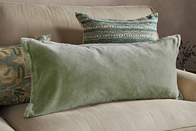 Menmai Statement Velvet Lumbar Cushion Cover - Moss Green - 35 x 80cm