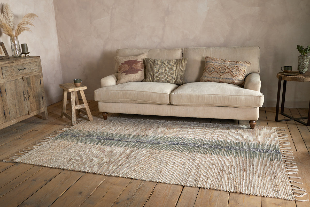 Zairya Jute & Cotton Rug - Sea Foam - 150 x 240cm-RUGS-Nkuku