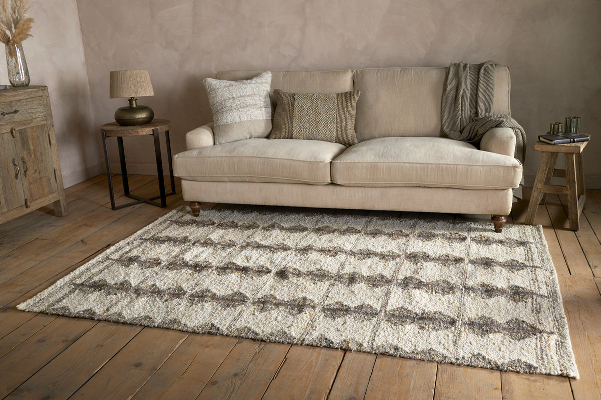 Japandi Handspun Cotton & Wool Rug - Cream & Clay - 150 x 240cm-RUGS-Nkuku
