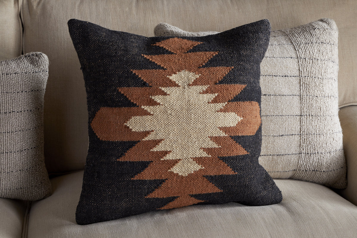Ayyi Cushion Cover - Black & Brown - 50 x 50cm-TEXTILES-Nkuku